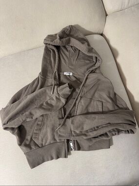 Garage tan cropped sweatshirt